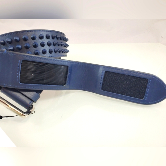 NWT$590 Louboutin Mens Loubi Sneaker Spiked Navy Blue and Red Belt Sz 95cm, 38" - Picture 7 of 10